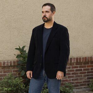 Men's Villini Jacket by S&K Famous Brands Size 44L Black Corduroy Paisley